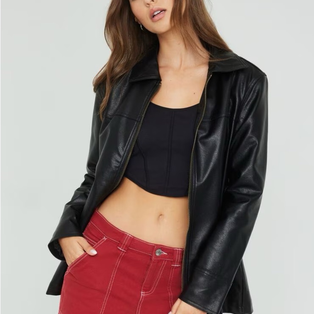 Garage Bella Faux Black Leather Jacket